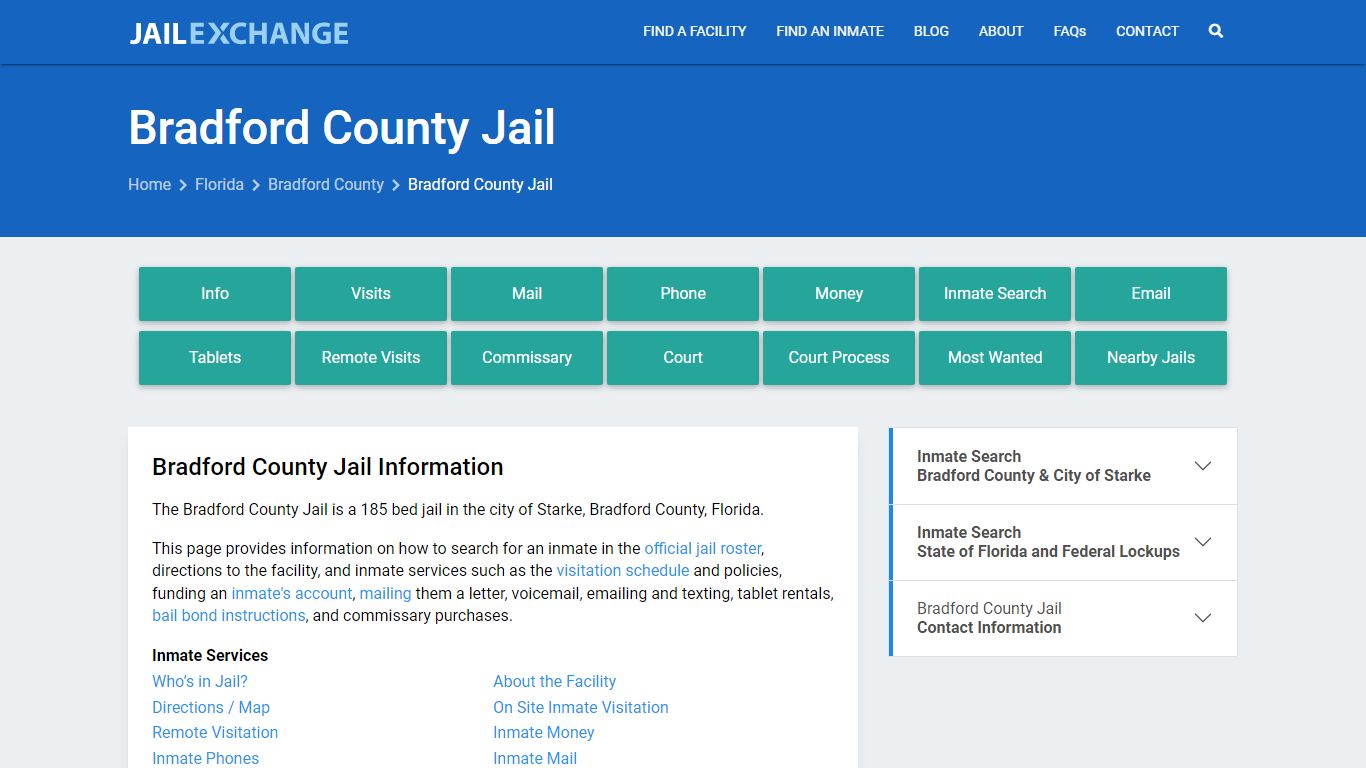 Bradford County Jail, FL Inmate Search, Information